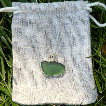 Green sea glass necklace