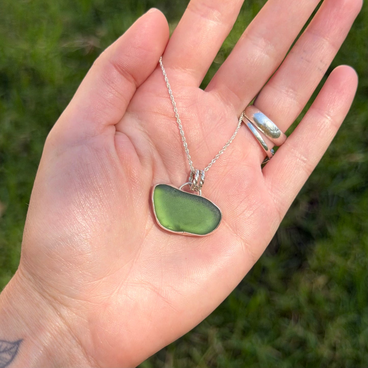 Green sea glass necklace