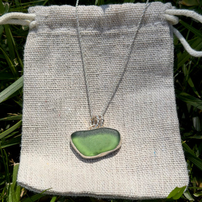 Green sea glass necklace