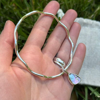 Wavy abalone bangle size M
