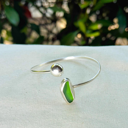 Sea glass cuff bracelet