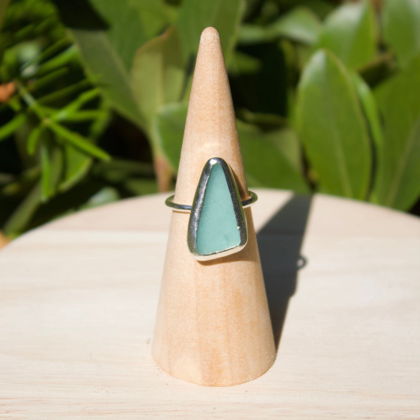 Blue bayou sea glass ring