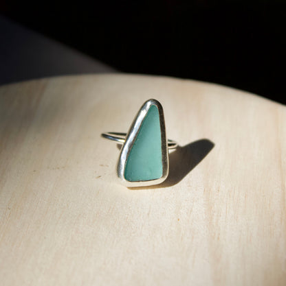 Blue bayou sea glass ring