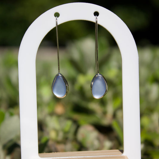 Baby blue long hook earrings