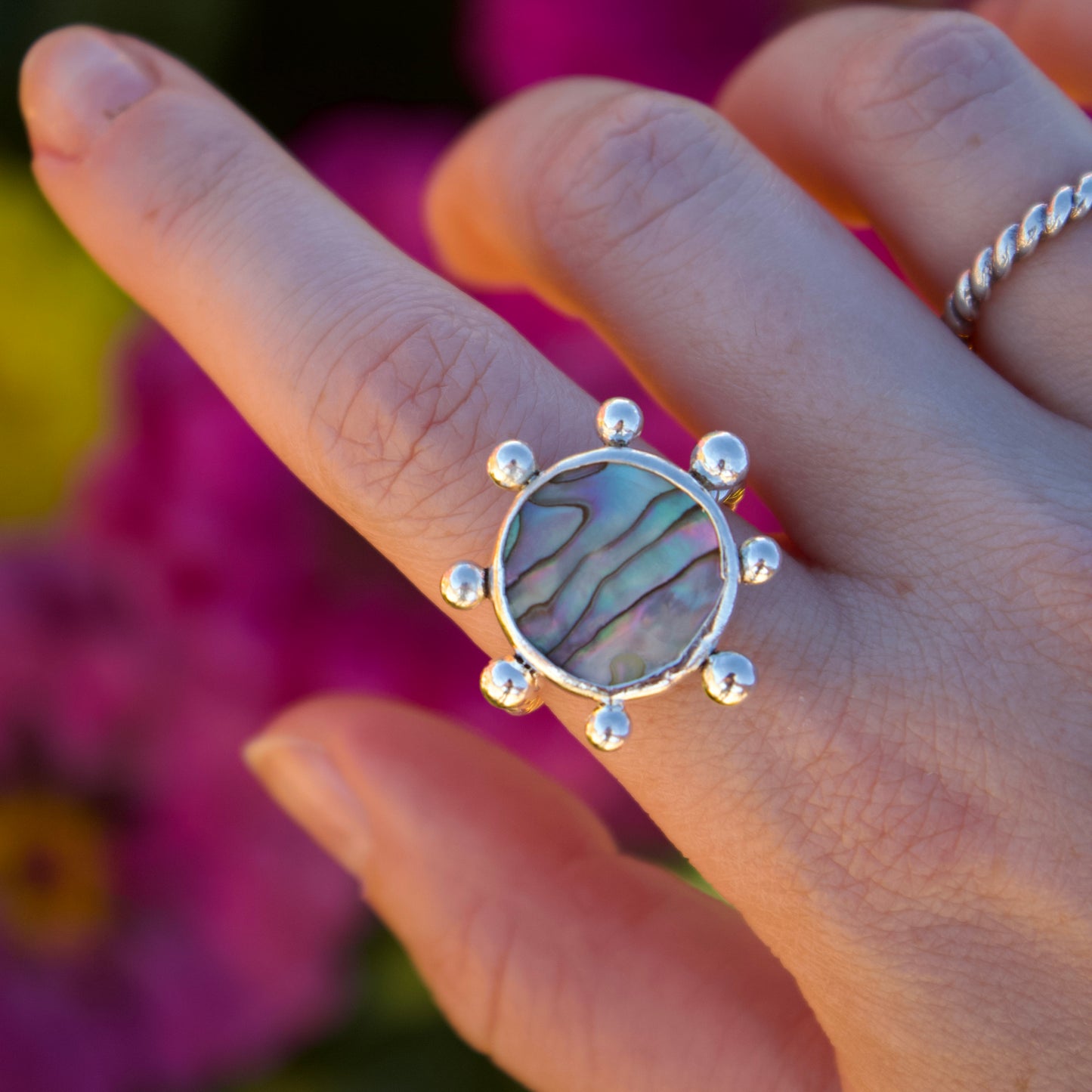 Abalone sun ring size 6